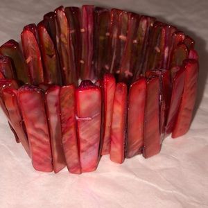 Red Shell Bangle Bracelet